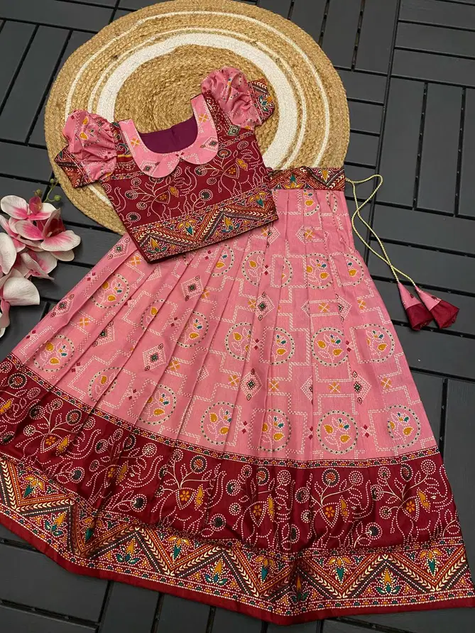 AJD Patola Foil Print Girls Wear Lehenga For Kids Wholesale Price In Surat